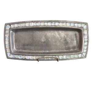 Pottery Barn Barona Tray | Mother of Pearl Inlay | 14.5in Platter